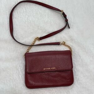 Michael Kors Red and Gold Crossbody Bag with Leather Finish
